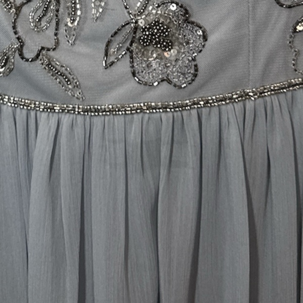 Adrianna Papell Blue Sequin Tulle Maxi Dress Mother Of The Bride Gown Size 4 - Picture 3 of 5